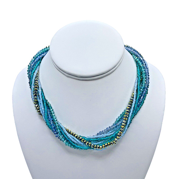 Unbranded Jewelry - Beaded Necklace Bracelet Set Blue Magnetic Clasps Interchangeable 6 in 1 Pretty